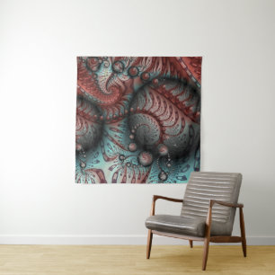 Abstrakte lebhafte Fantasy-Fraktal-Kunst Braun Bla Wandteppich