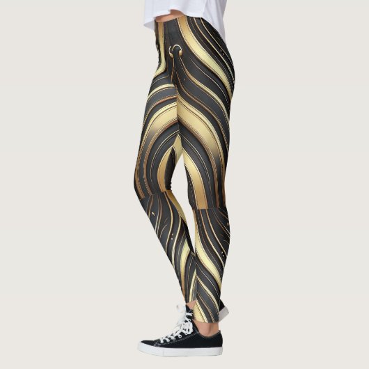 Abstrakte Leggings aus Luxus Black & Gold (Links)