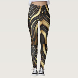 Abstrakte Leggings aus Luxus Black & Gold