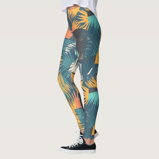 Abstrakte Leggings aus Palmblättern (Links)