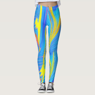 Abstrakte Leggings blau und gelb
