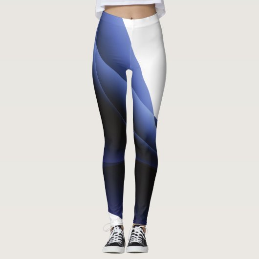 Abstrakte Leggings blau-weiß (Vorderseite)