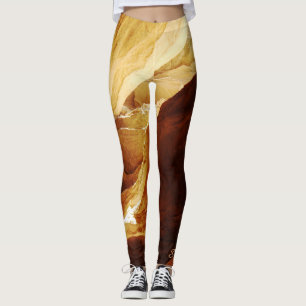 Abstrakte Leggings, Brown und Gold mit Namen Leggings