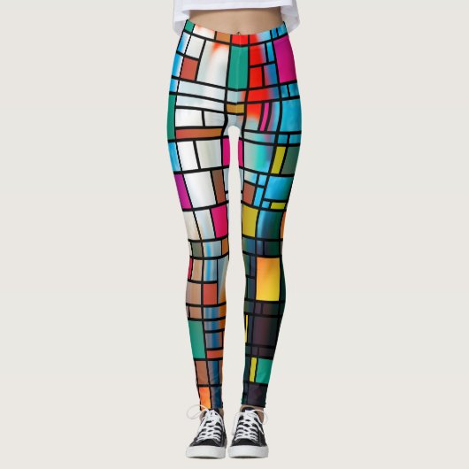 Abstrakte Leggings der modernen Art Grid (Vorderseite)