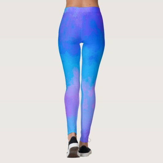 Abstrakte Leggings in Blau und Rosa (Rückseite)