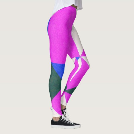 Abstrakte Leggings in rosa Farbblöcken (Rechts)