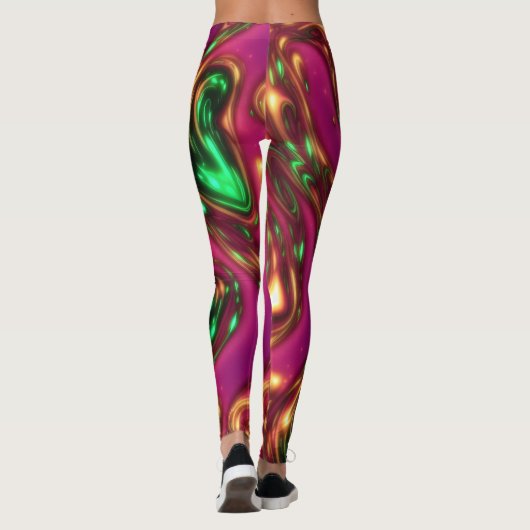 Abstrakte Leggings in rosa und grüner Neon (Rückseite)