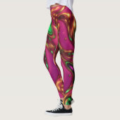 Abstrakte Leggings in rosa und grüner Neon (Links)