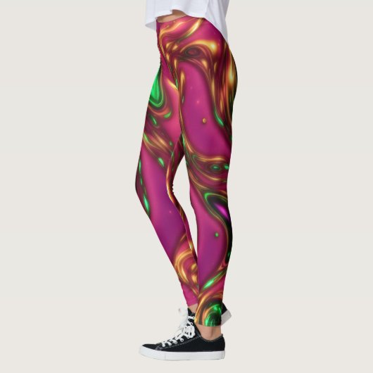 Abstrakte Leggings in rosa und grüner Neon (Links)