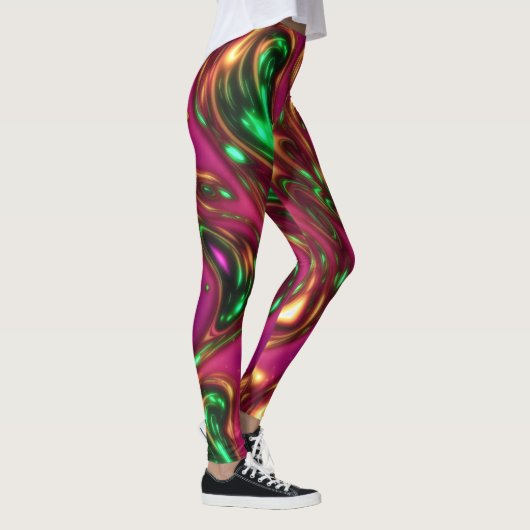 Abstrakte Leggings in rosa und grüner Neon (Rechts)
