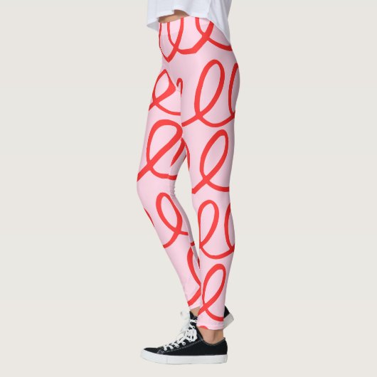 Abstrakte Leggings in Rosa und Rot (Links)