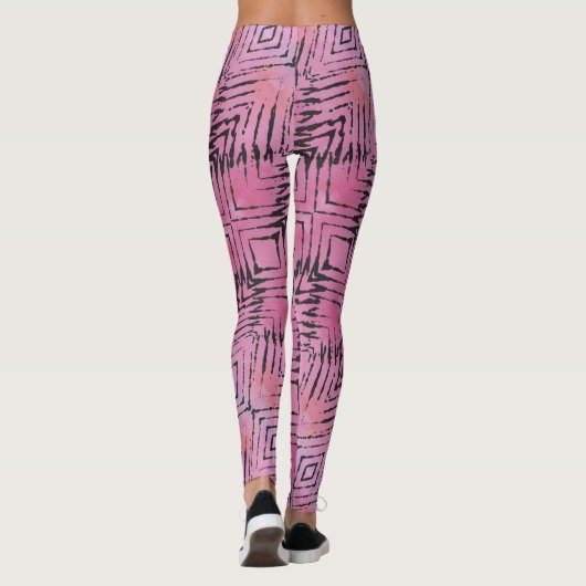 Abstrakte Leggings in Rosa und Schwarz (Rückseite)