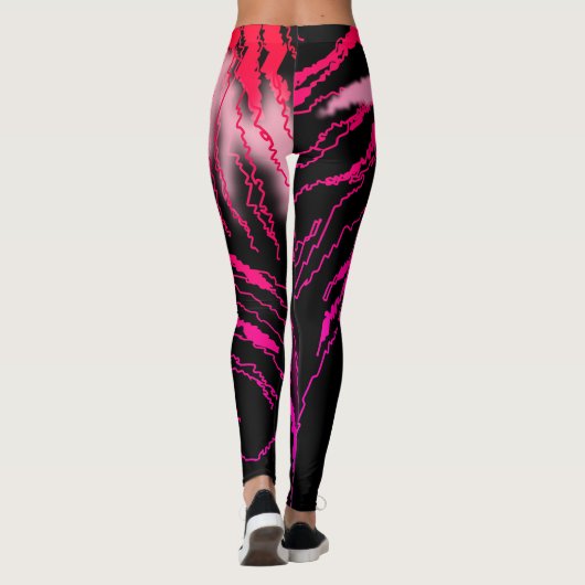 Abstrakte Leggings in Schwarz und Rosa (Rückseite)