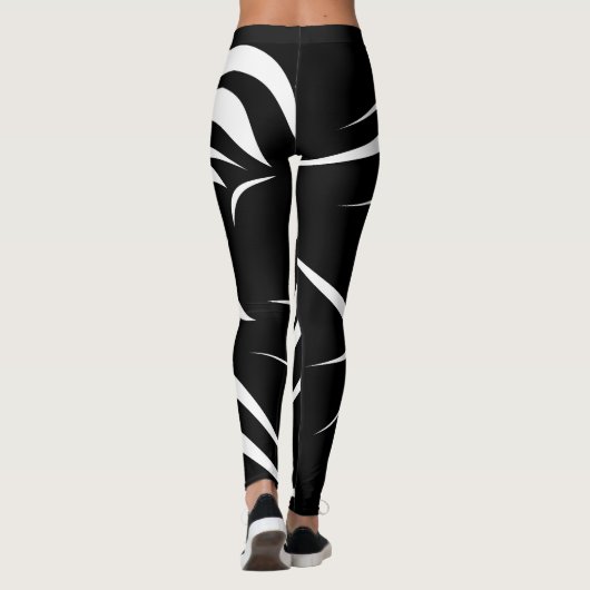 Abstrakte Leggings in Schwarz und Weiß (Rückseite)