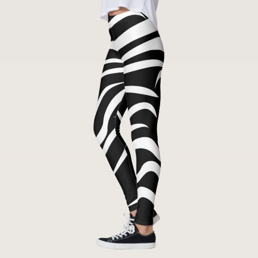 Abstrakte Leggings in Schwarz und Weiß (Links)
