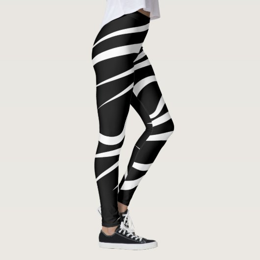 Abstrakte Leggings in Schwarz und Weiß (Rechts)