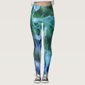 Abstrakte Leggings mit blauem Feuer (Vorderseite)