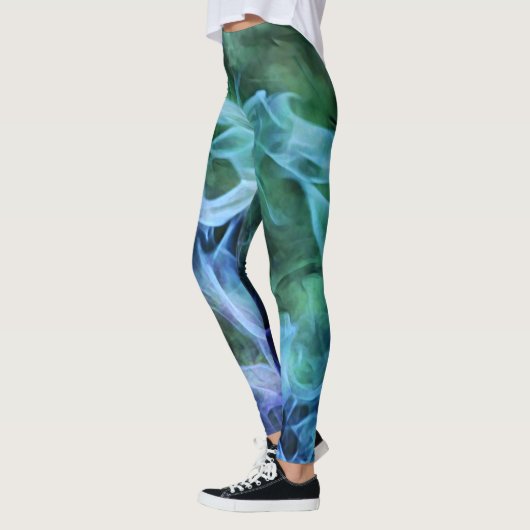 Abstrakte Leggings mit blauem Feuer (Links)