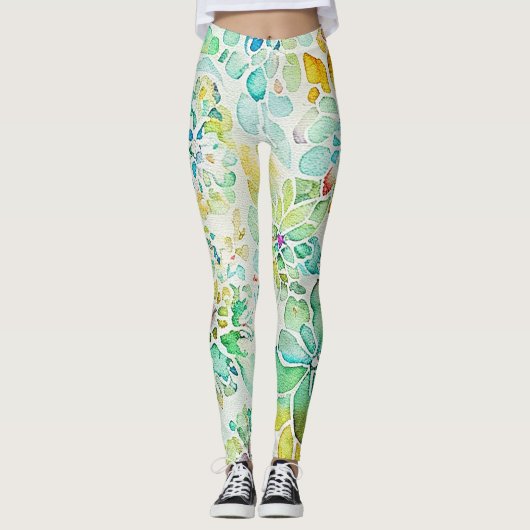 Abstrakte Leggings mit Blumenbezug (Vorderseite)