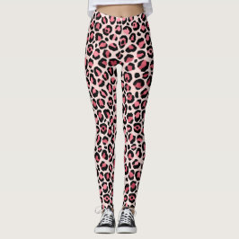 Abstrakte Leggings mit exklusivem rosa Leopard