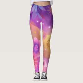 Abstrakte Leggings mit farbenfroher Blüte