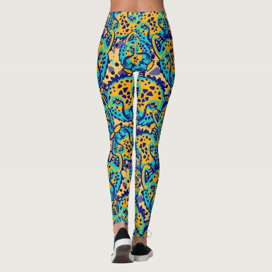 abstrakte Leggings mit lebendigem Tigerkopfmuster (Rückseite)