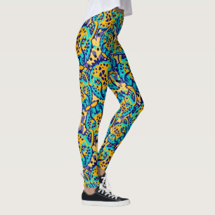 abstrakte Leggings mit lebendigem Tigerkopfmuster