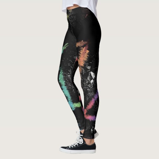 Abstrakte Leggings mit lebendigen Pinselstrichen (Links)