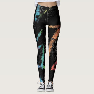 Abstrakte Leggings mit lebendigen Pinselstrichen