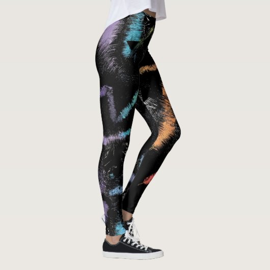 Abstrakte Leggings mit lebendigen Pinselstrichen (Rechts)