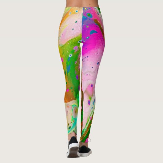 Abstrakte Leggings mit leuchtend farbigem Marmor (Rückseite)