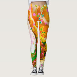 Abstrakte Leggings mit leuchtend farbigem Marmor