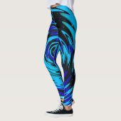 Abstrakte Leggings mit Wirbel in Blue Schwarz-weiß (Links)