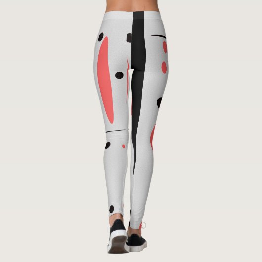 Abstrakte Leggings rot, schwarz und weiß (Rückseite)