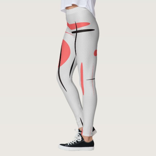 Abstrakte Leggings rot, schwarz und weiß (Links)