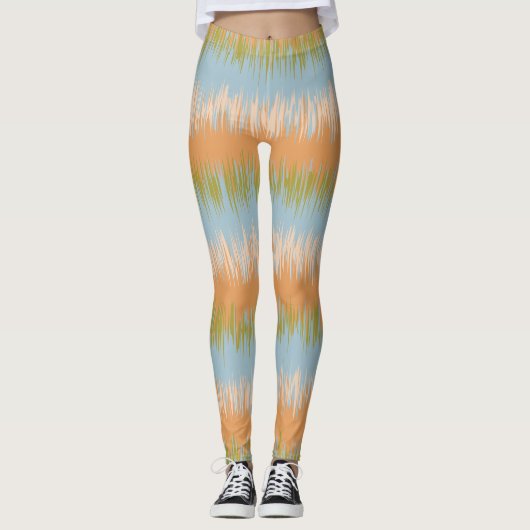 Abstrakte Leggings Streifen des orange Frühlinges (Vorderseite)