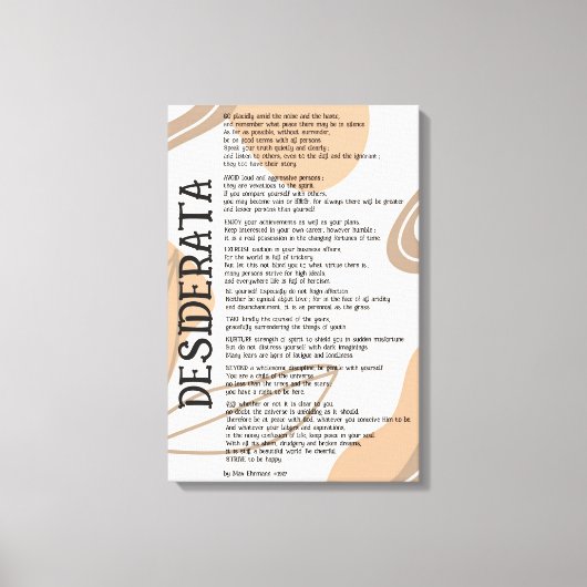 Abstrakte leichte dunkle Bräune Desiderata von Max Leinwanddruck (Vorderseite)