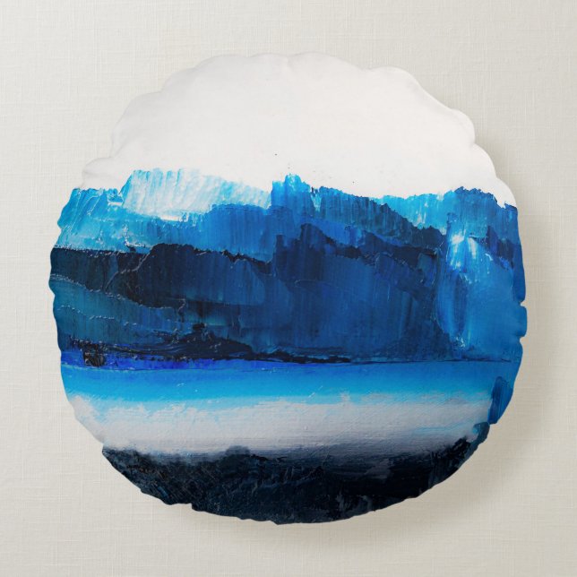 Abstrakte Leinwand: Moderne Kunsttextur. Rundes Kissen (Vorderseite)