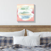 Abstrakte Leinwand - Sandy Beige, Dusty Blue & O (Insitu (Schlafzimmer))