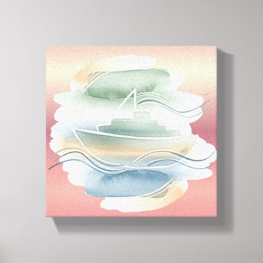 Abstrakte Leinwand - Sandy Beige, Dusty Blue & O (Vorderseite)