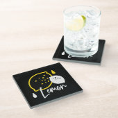 Abstrakte Lemon Illustration - Frische Zitrusfrüch Glasuntersetzer (Schrägansicht)