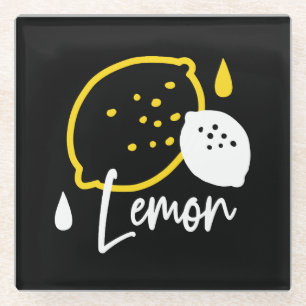 Abstrakte Lemon Illustration - Frische Zitrusfrüch Glasuntersetzer