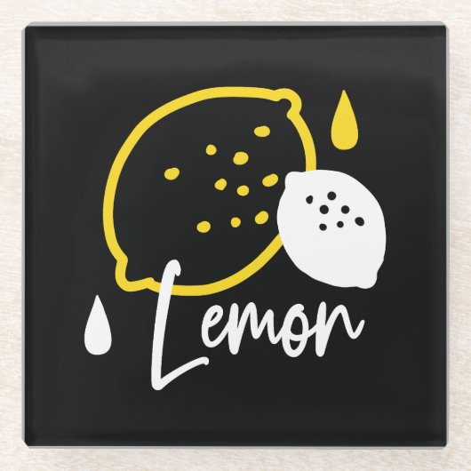 Abstrakte Lemon Illustration - Frische Zitrusfrüch Glasuntersetzer (Vorderseite)