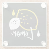 Abstrakte Lemon Illustration - Frische Zitrusfrüch Glasuntersetzer (Rückseite)