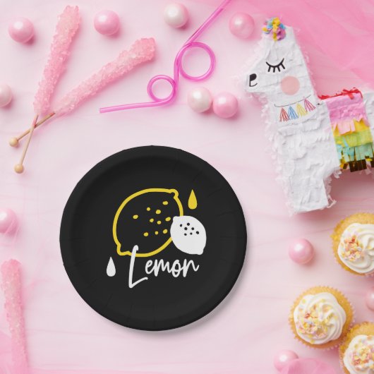 Abstrakte Lemon Illustration - Frische Zitrusfrüch Pappteller (Party)