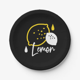 Abstrakte Lemon Illustration - Frische Zitrusfrüch Pappteller