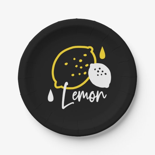 Abstrakte Lemon Illustration - Frische Zitrusfrüch Pappteller (Vorderseite)
