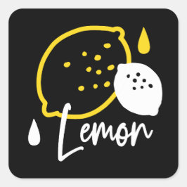 Abstrakte Lemon Illustration - Frische Zitrusfrüch Quadratischer Aufkleber