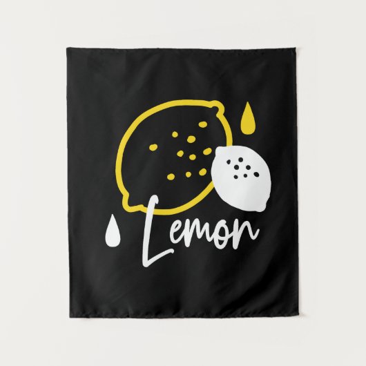 Abstrakte Lemon Illustration - Frische Zitrusfrüch Wandteppich (Vorderseite)