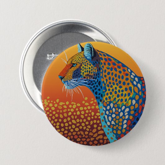 Abstrakte Leopard Kunst Button (Vorne & Hinten)